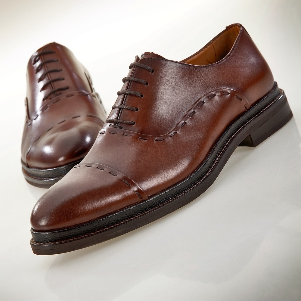 Natha Men’s Stitched Leather Oxford Shoe Sz 13